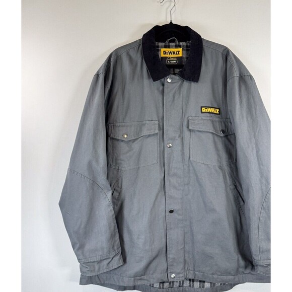 DEWALT Mens Jacket Gray Heated Barn Coat Full Zip Lined Flannel Work Size XL - Picture 5 of 11